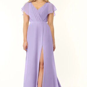 Azazie Rylee  Lilac A-Line Pleated Chiffon Dress Size 8